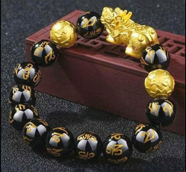 Feng Shui Black Obsidian Beads Pi Xiu Bracelet Attract Wealth Good Luck Jewelry New