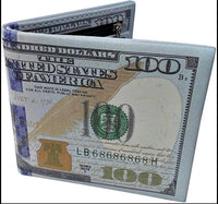 Men 100 Dollar Bill Wallet Billfold Leather Credit Card Photo Holder